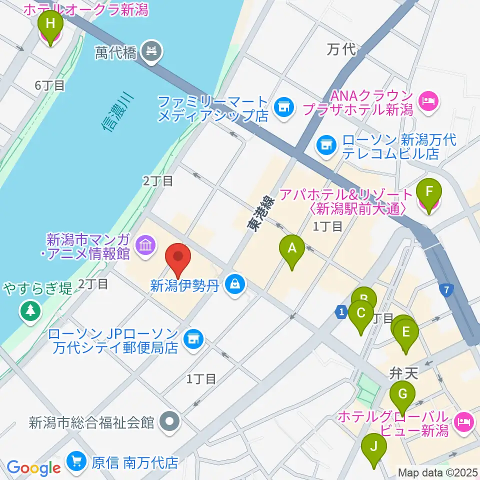島村楽器 新潟ビルボードプレイス店 周辺のホテル一覧地図