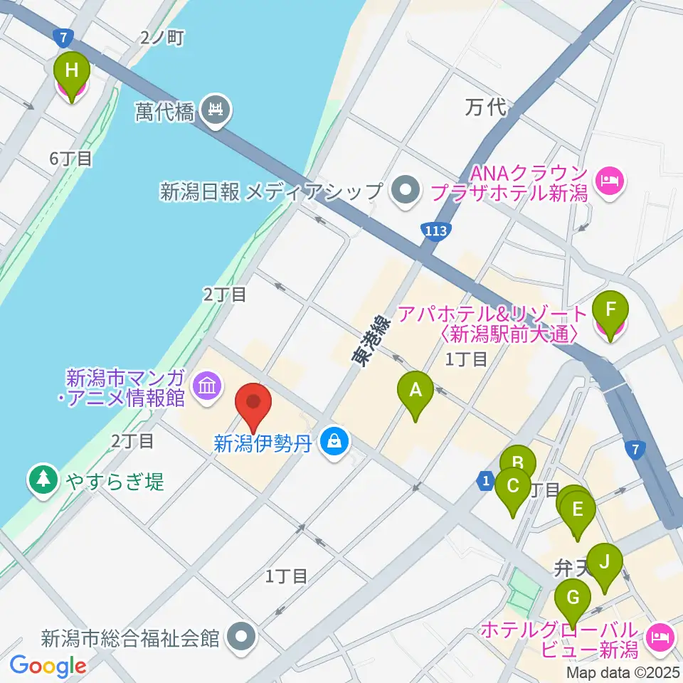 島村楽器 新潟ビルボードプレイス店 周辺のホテル一覧地図
