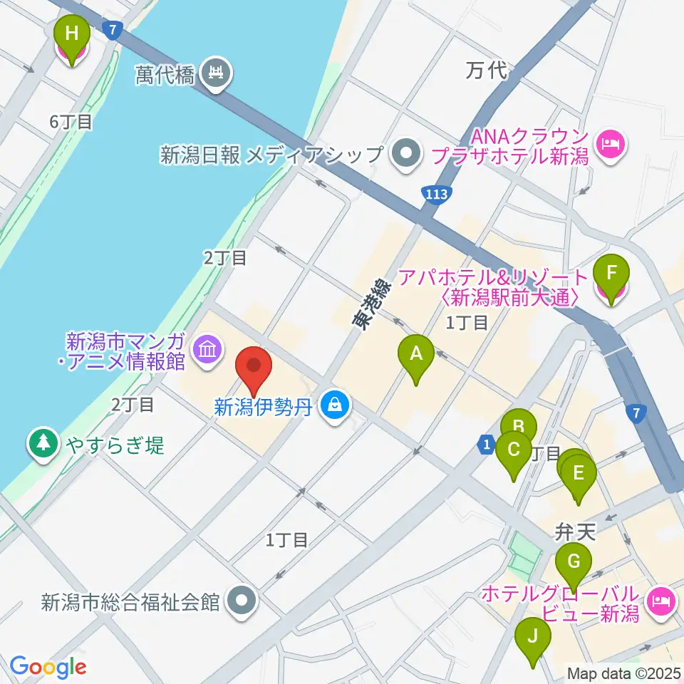 島村楽器 新潟ビルボードプレイス店 周辺のホテル一覧地図