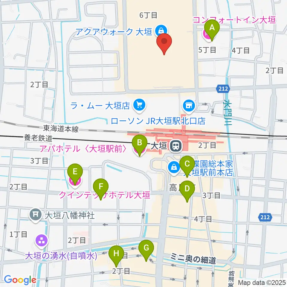 島村楽器 アクアウォーク大垣店周辺のホテル一覧地図