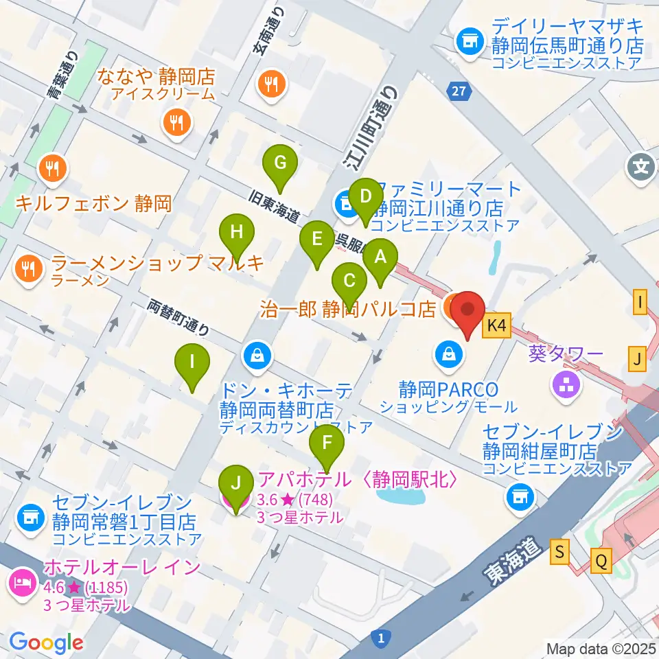 島村楽器 静岡パルコ店周辺のホテル一覧地図