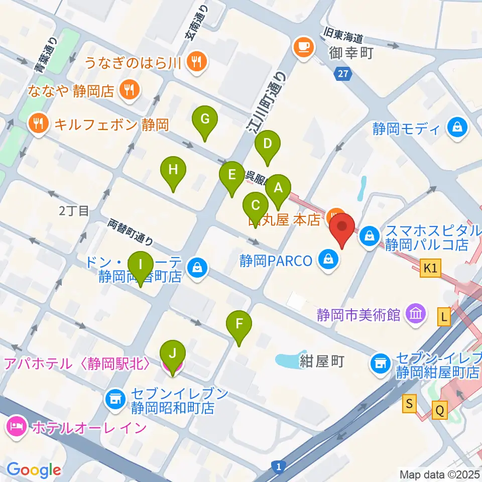 島村楽器 静岡パルコ店周辺のホテル一覧地図
