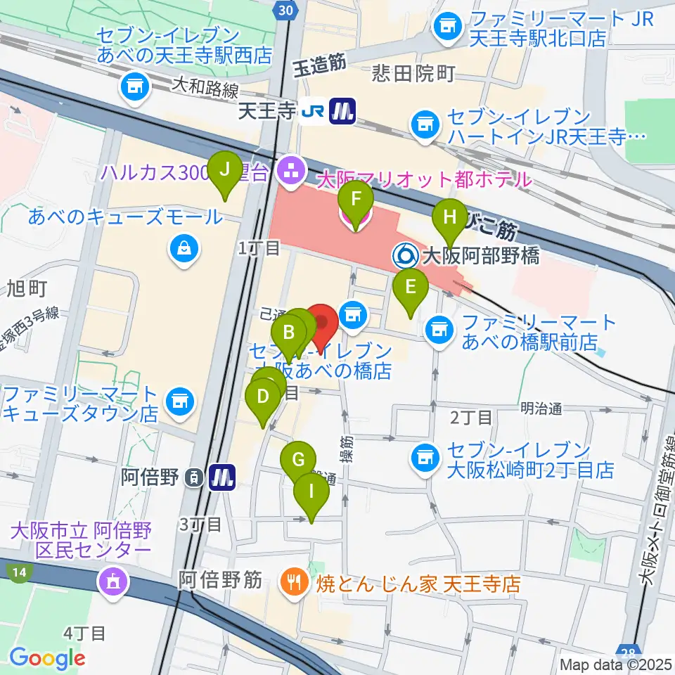 島村楽器 あべのand店周辺のホテル一覧地図