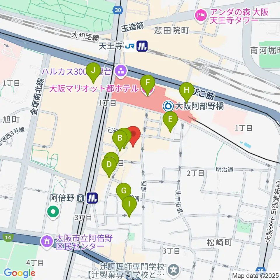 島村楽器 あべのand店周辺のホテル一覧地図