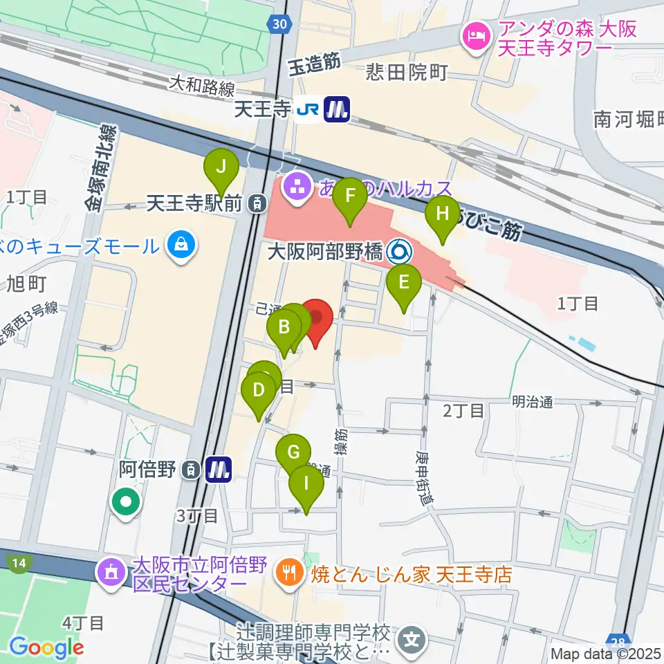 島村楽器 あべのand店周辺のホテル一覧地図