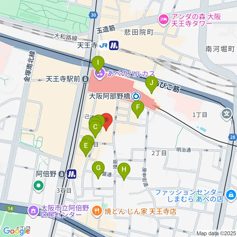 島村楽器 あべのand店周辺のホテル一覧地図