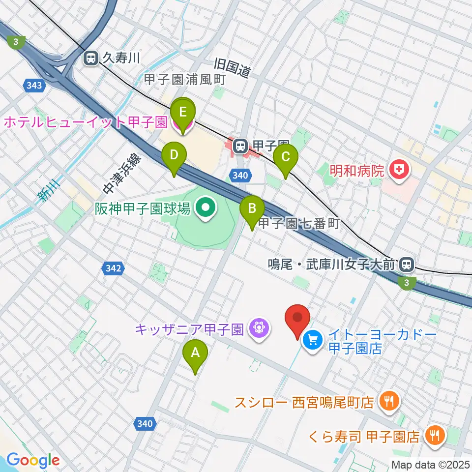 島村楽器ららぽーと甲子園店周辺のホテル一覧地図