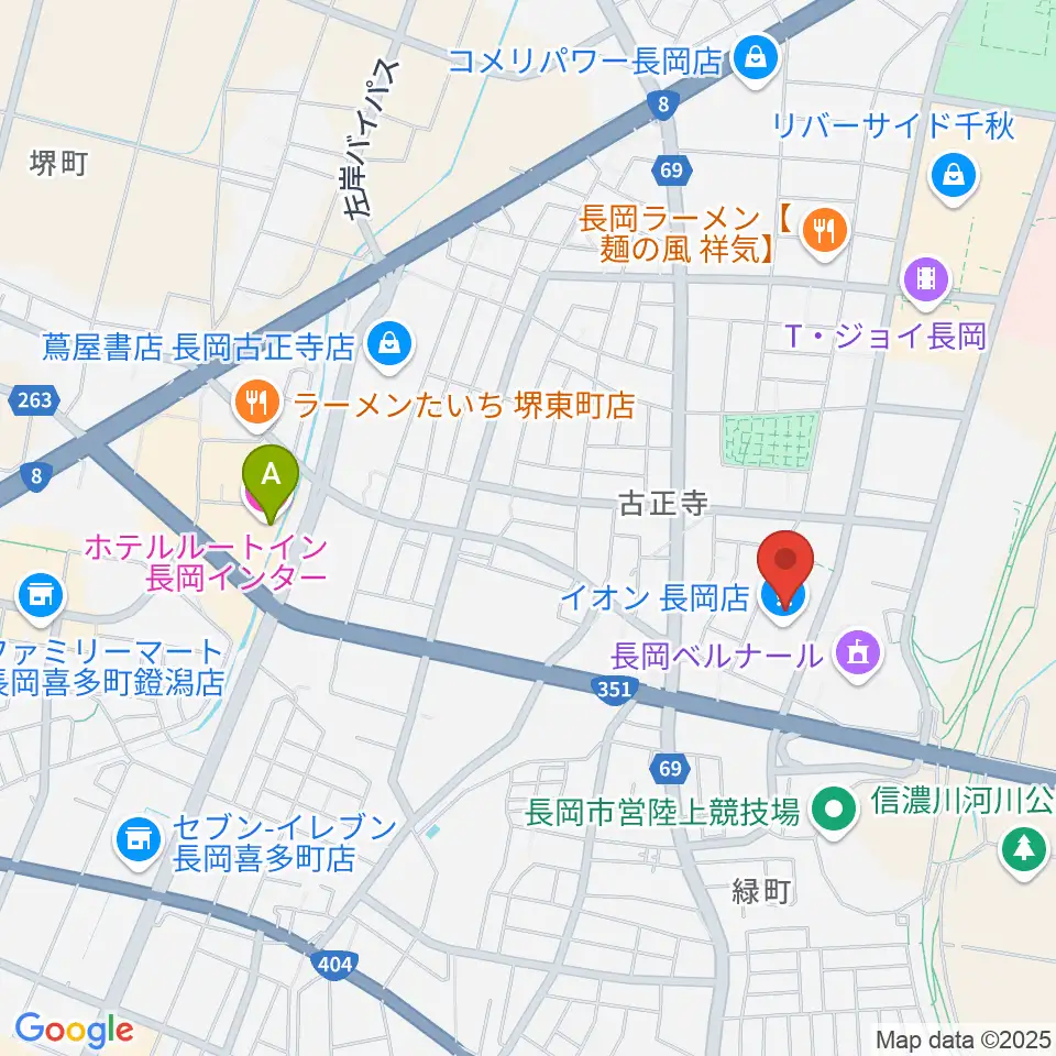 島村楽器 イオン長岡店 周辺のホテル一覧地図