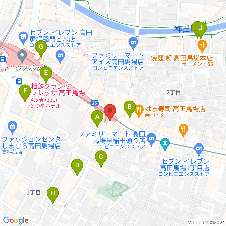 高田馬場カフェコットンクラブ周辺のホテル一覧地図