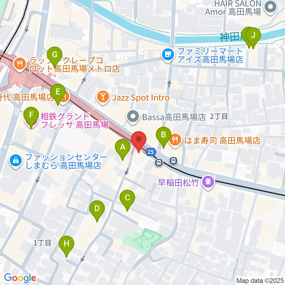 高田馬場カフェコットンクラブ周辺のホテル一覧地図