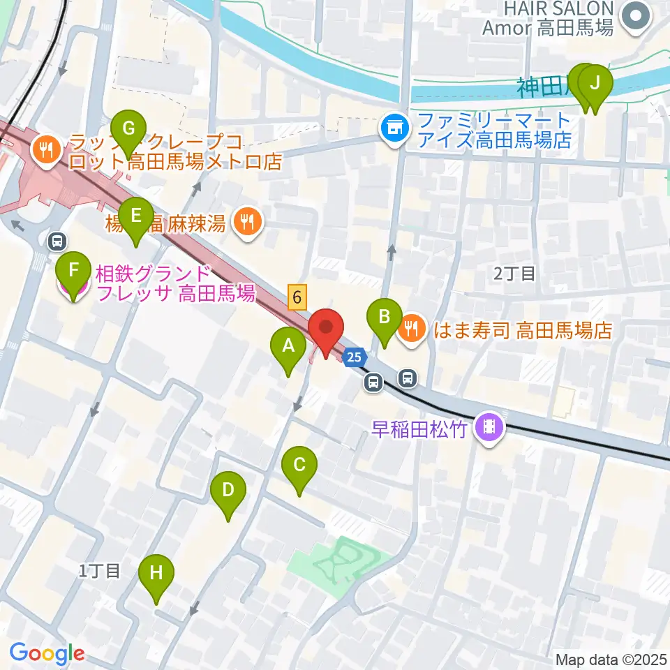 高田馬場カフェコットンクラブ周辺のホテル一覧地図