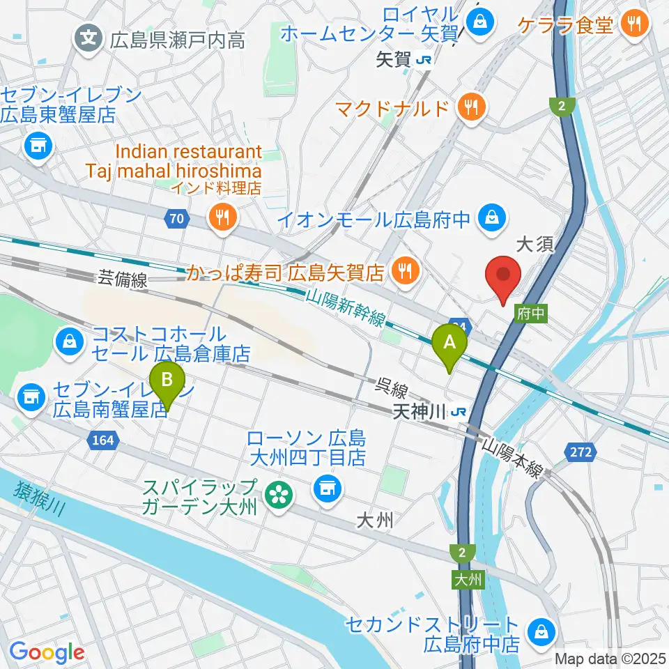 島村楽器 イオンモール広島府中店周辺のホテル一覧地図