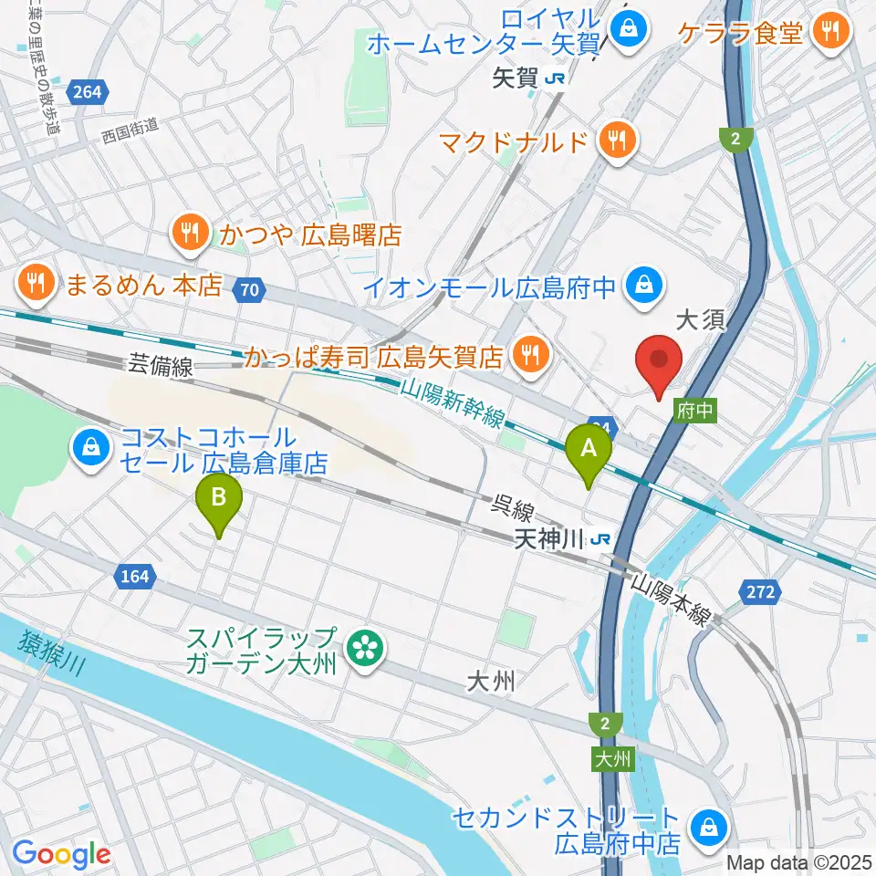 島村楽器 イオンモール広島府中店周辺のホテル一覧地図