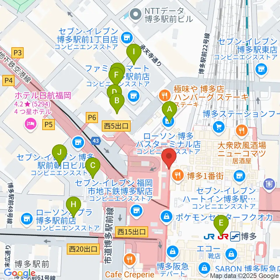 島村楽器 アミュプラザ博多店周辺のホテル一覧地図