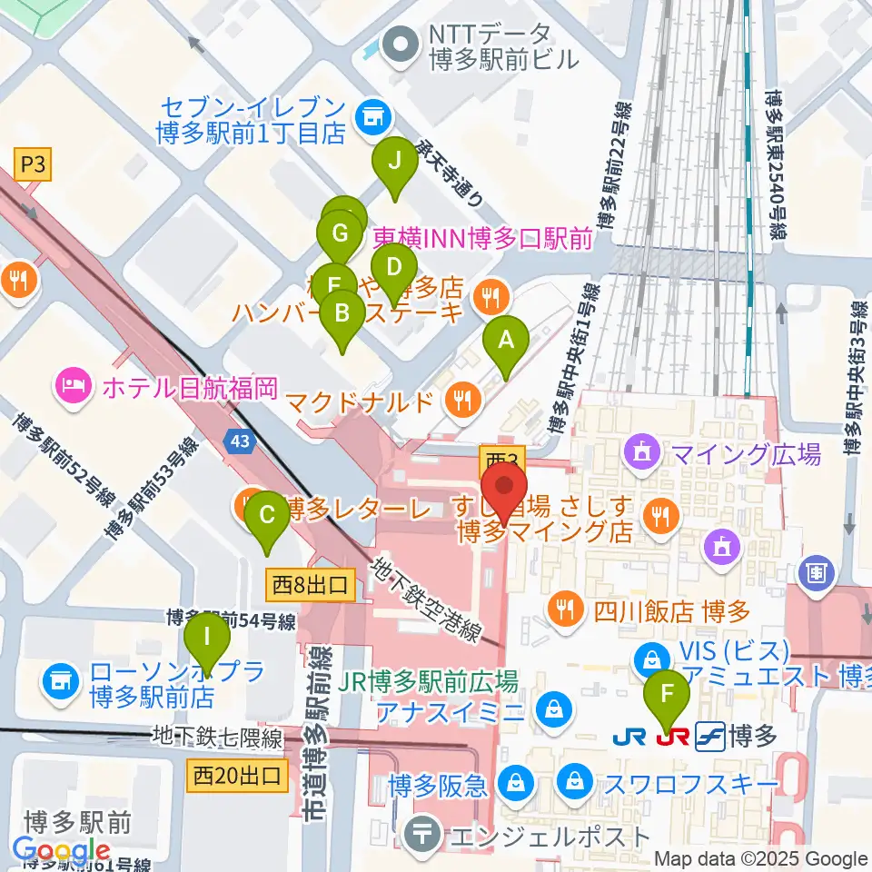 島村楽器 アミュプラザ博多店周辺のホテル一覧地図