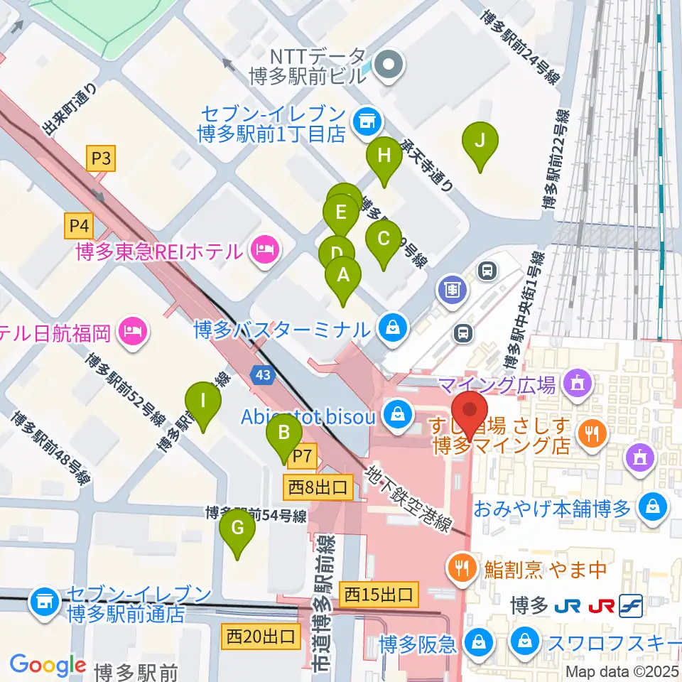 島村楽器 アミュプラザ博多店周辺のホテル一覧地図