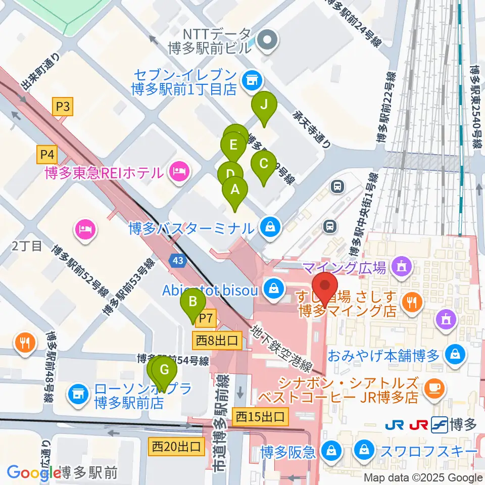 島村楽器 アミュプラザ博多店周辺のホテル一覧地図