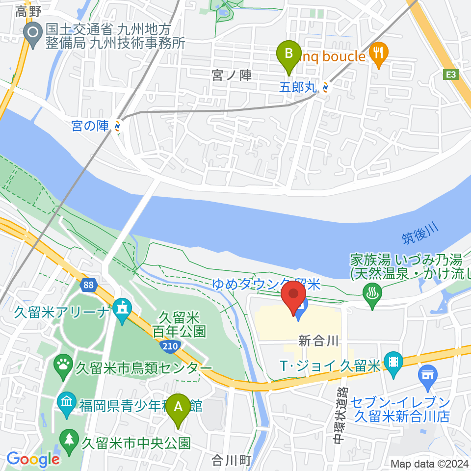 島村楽器 久留米ゆめタウン店周辺のホテル一覧地図