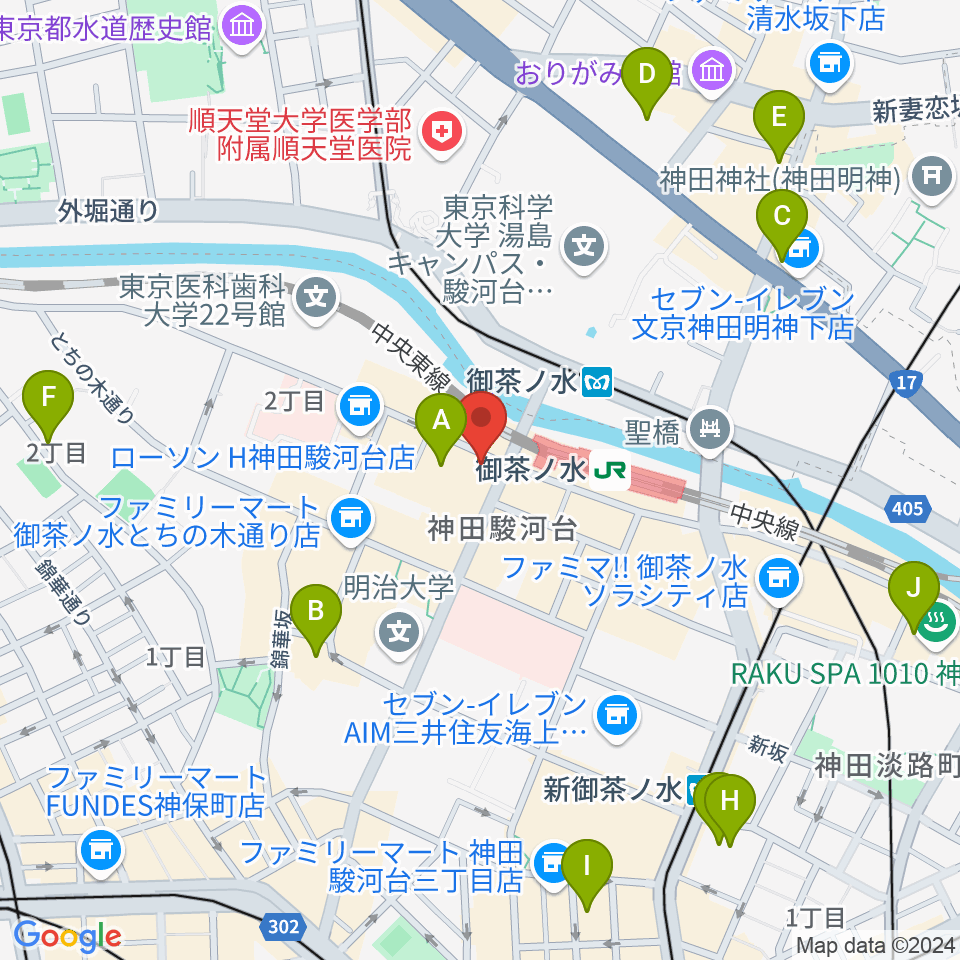 BIGBOSSお茶の水駅前店周辺のホテル一覧地図