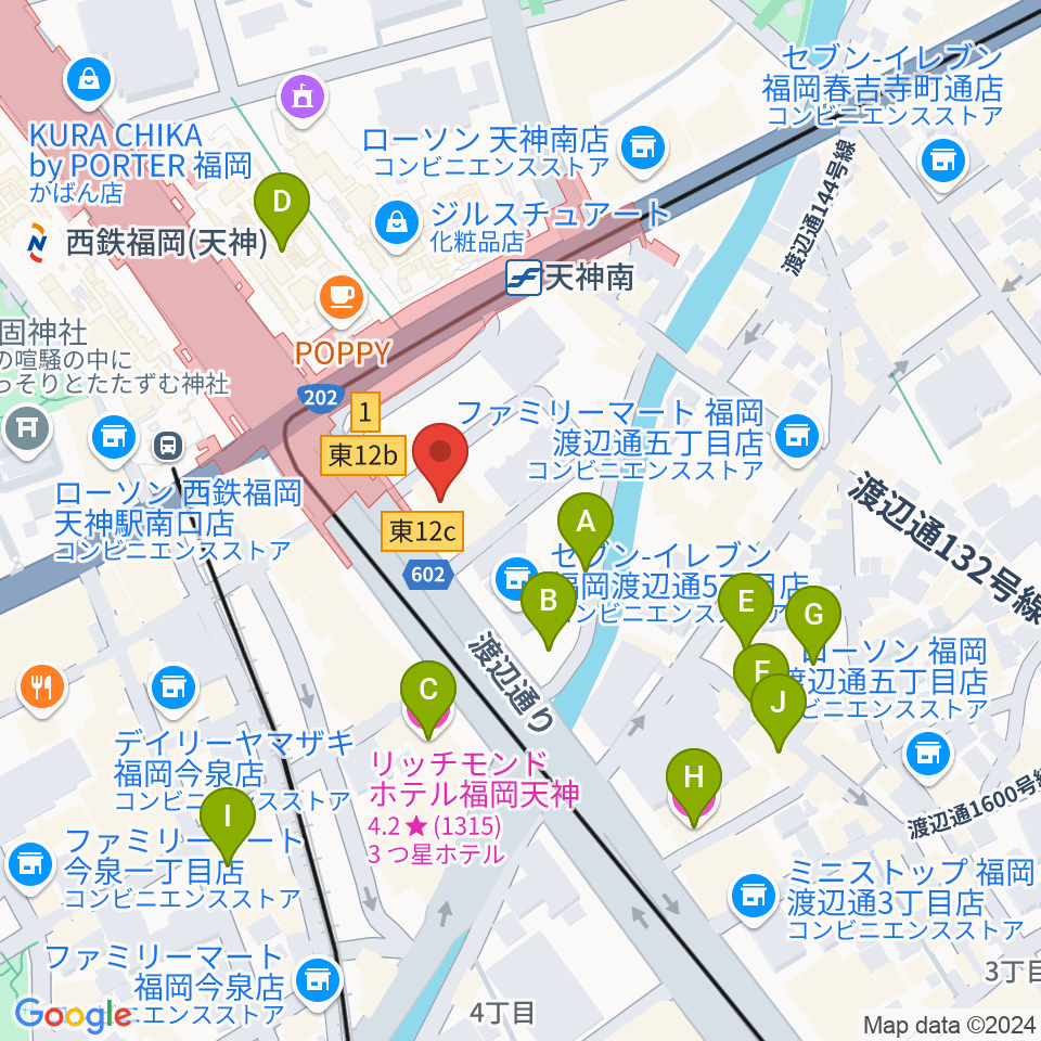 BIGBOSS福岡周辺のホテル一覧地図