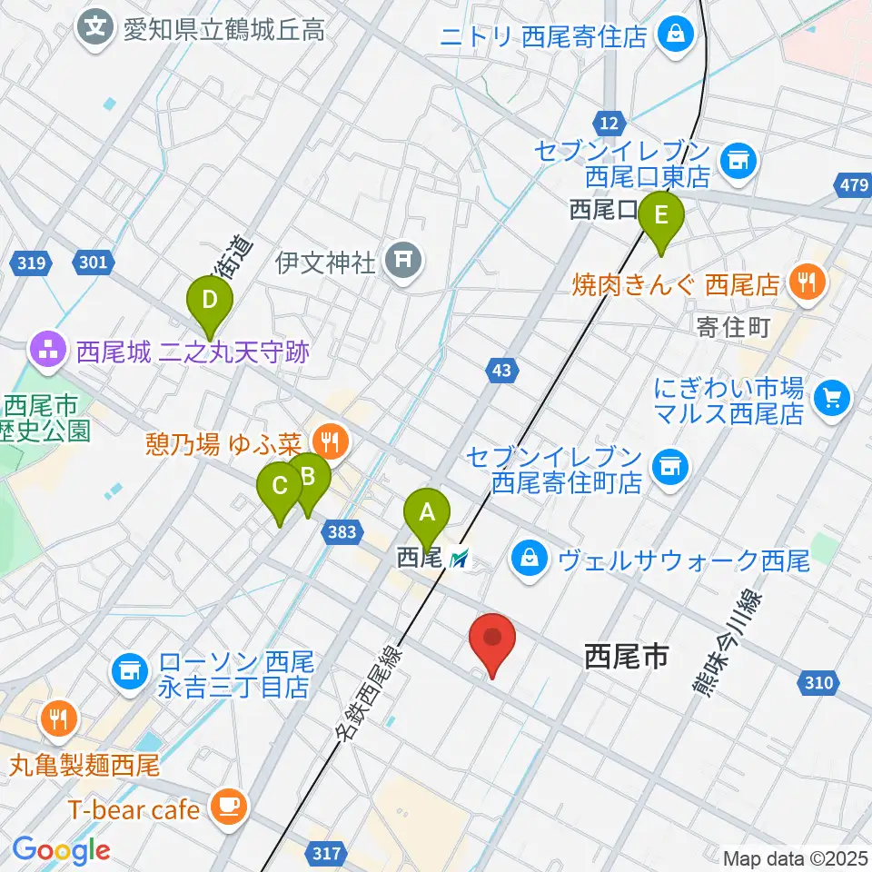 西尾エイトビート周辺のホテル一覧地図