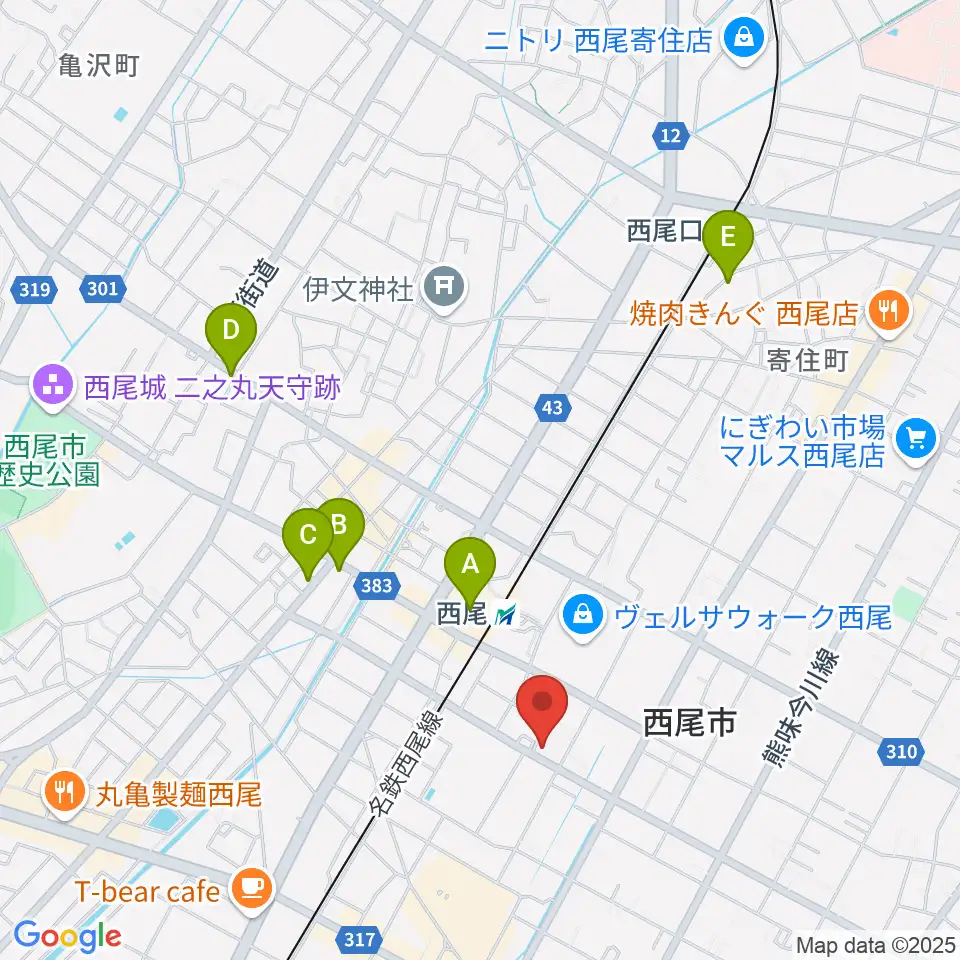 西尾エイトビート周辺のホテル一覧地図