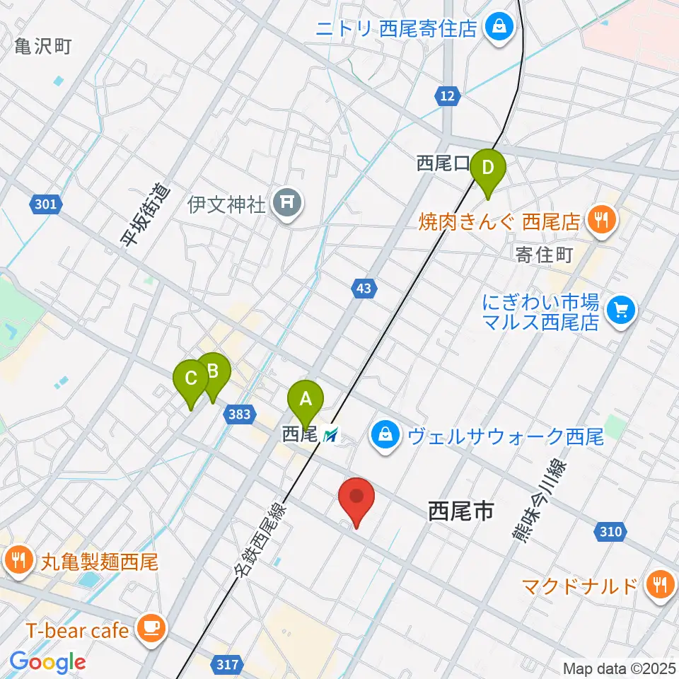 西尾エイトビート周辺のホテル一覧地図