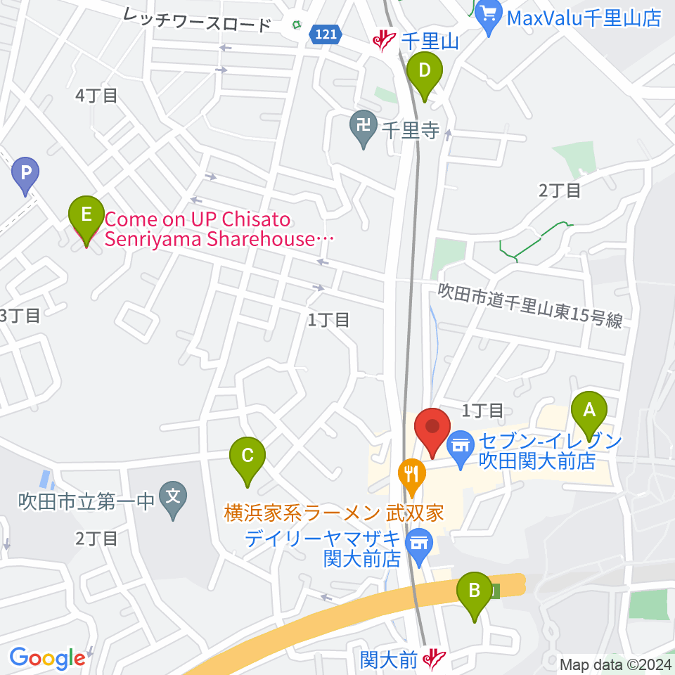関大前スタジオパレット周辺のホテル一覧地図