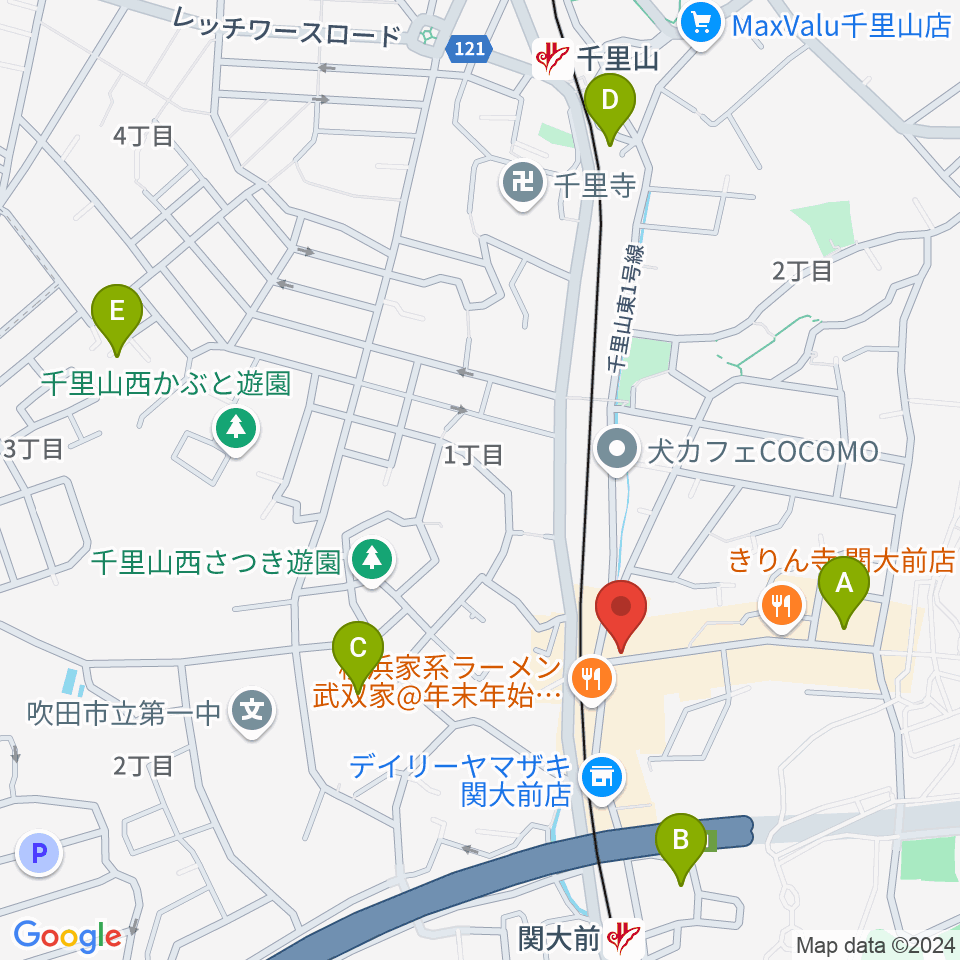 関大前スタジオパレット周辺のホテル一覧地図