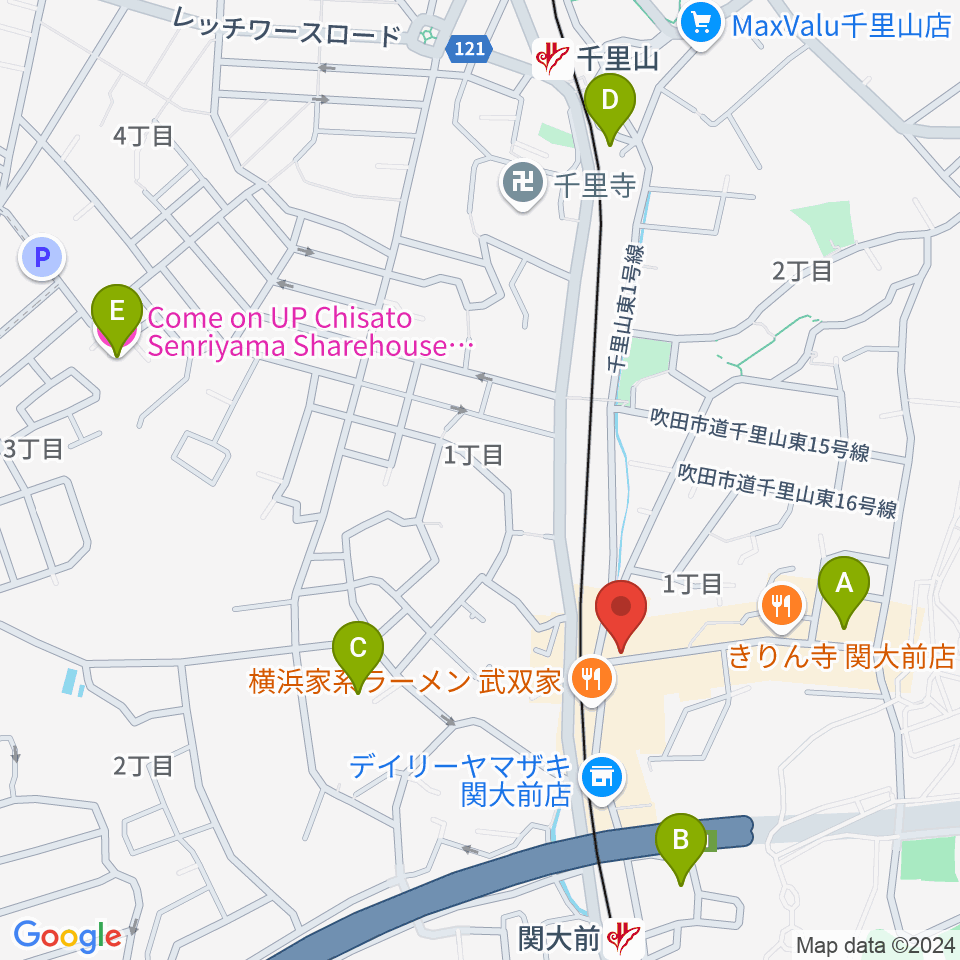 関大前スタジオパレット周辺のホテル一覧地図