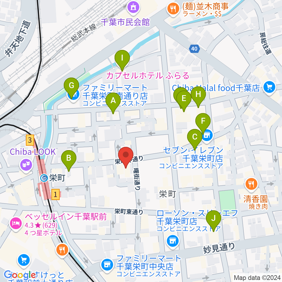 Y'S GUITAR周辺のホテル一覧地図