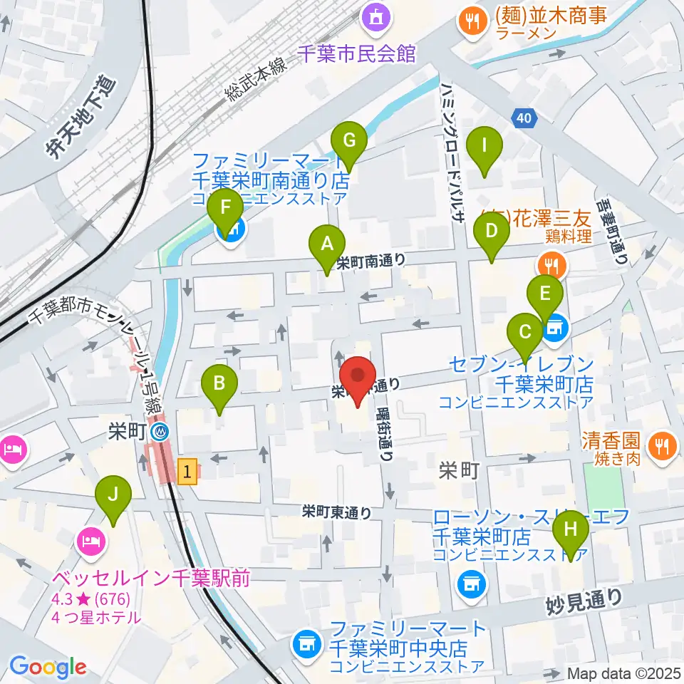 Y'S GUITAR周辺のホテル一覧地図