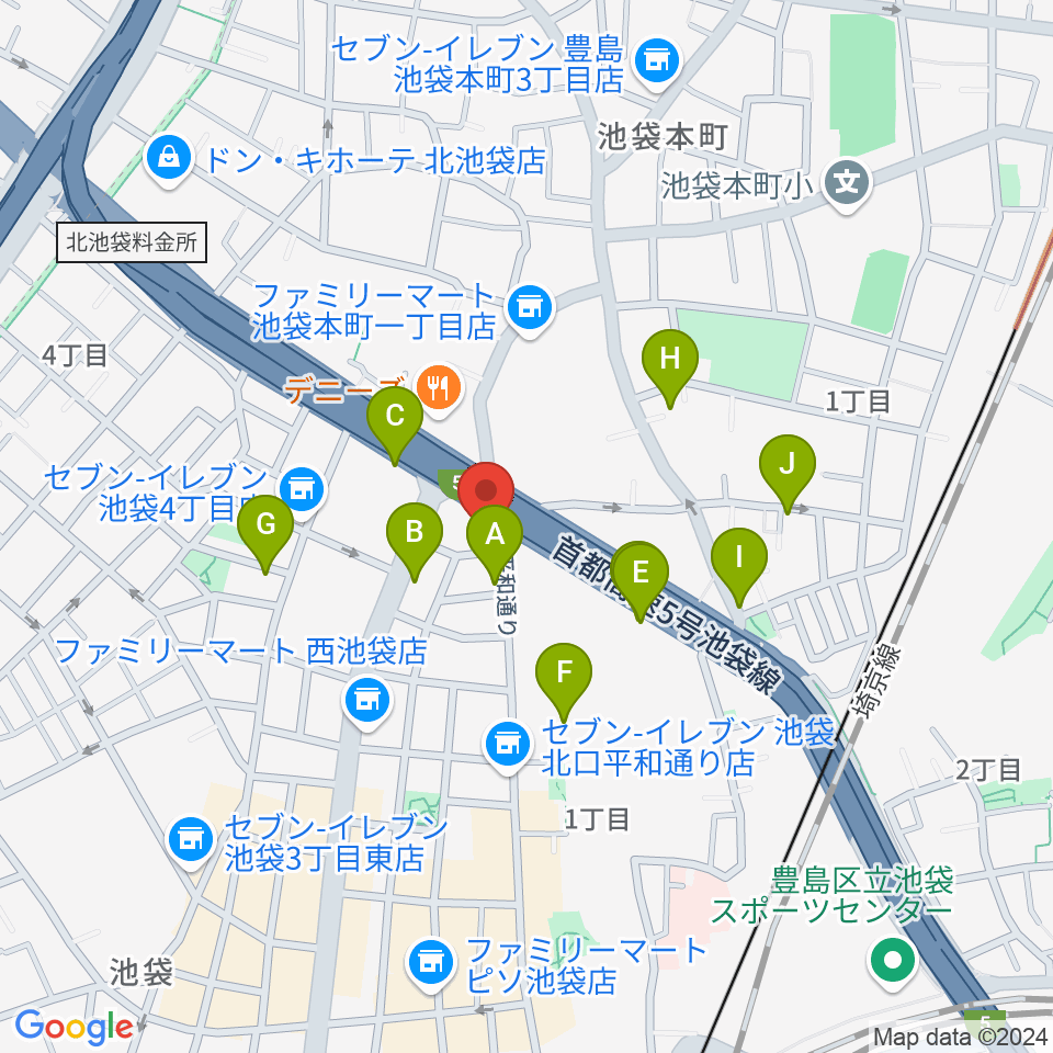 ウクレレマニア周辺のホテル一覧地図