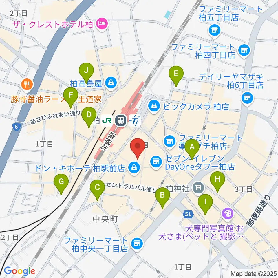 山野楽器 柏店周辺のホテル一覧地図