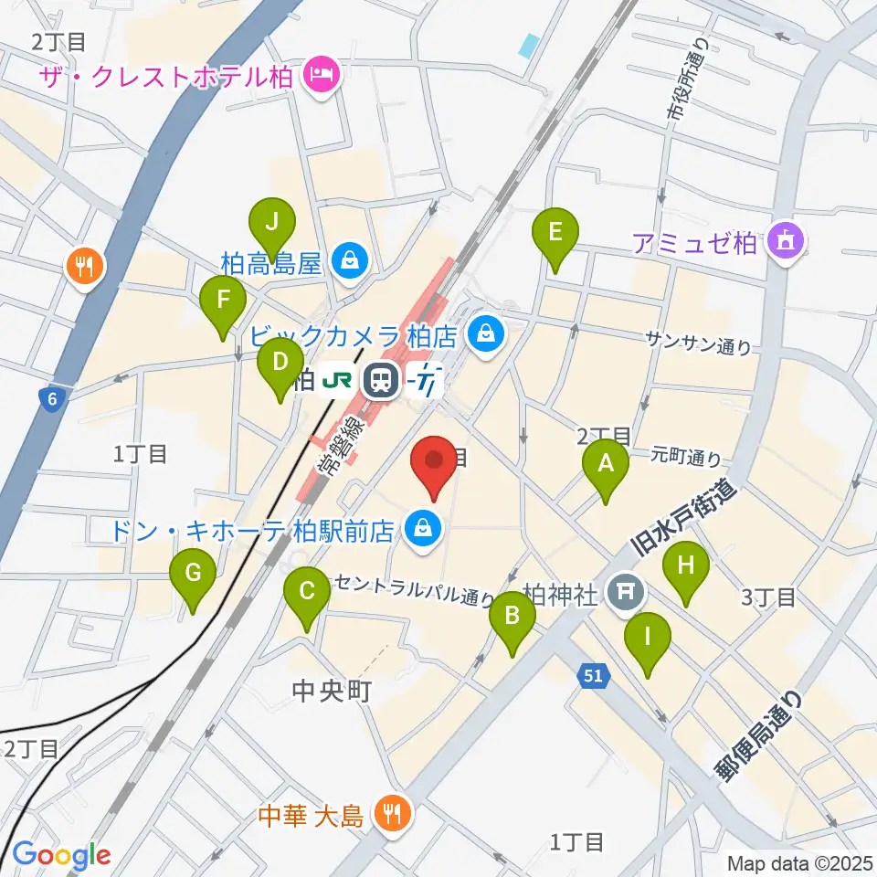山野楽器 柏店周辺のホテル一覧地図