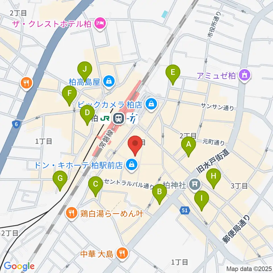 山野楽器 柏店周辺のホテル一覧地図