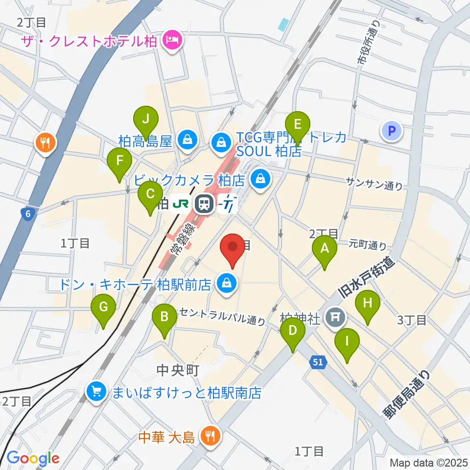 山野楽器 柏店周辺のホテル一覧地図