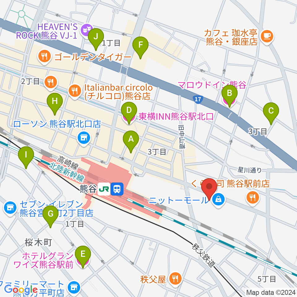 山野楽器サウンドクルー熊谷周辺のホテル一覧地図