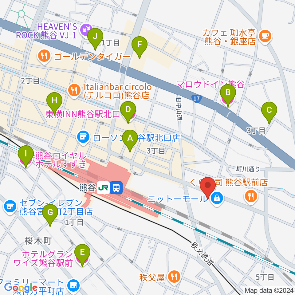 山野楽器サウンドクルー熊谷周辺のホテル一覧地図