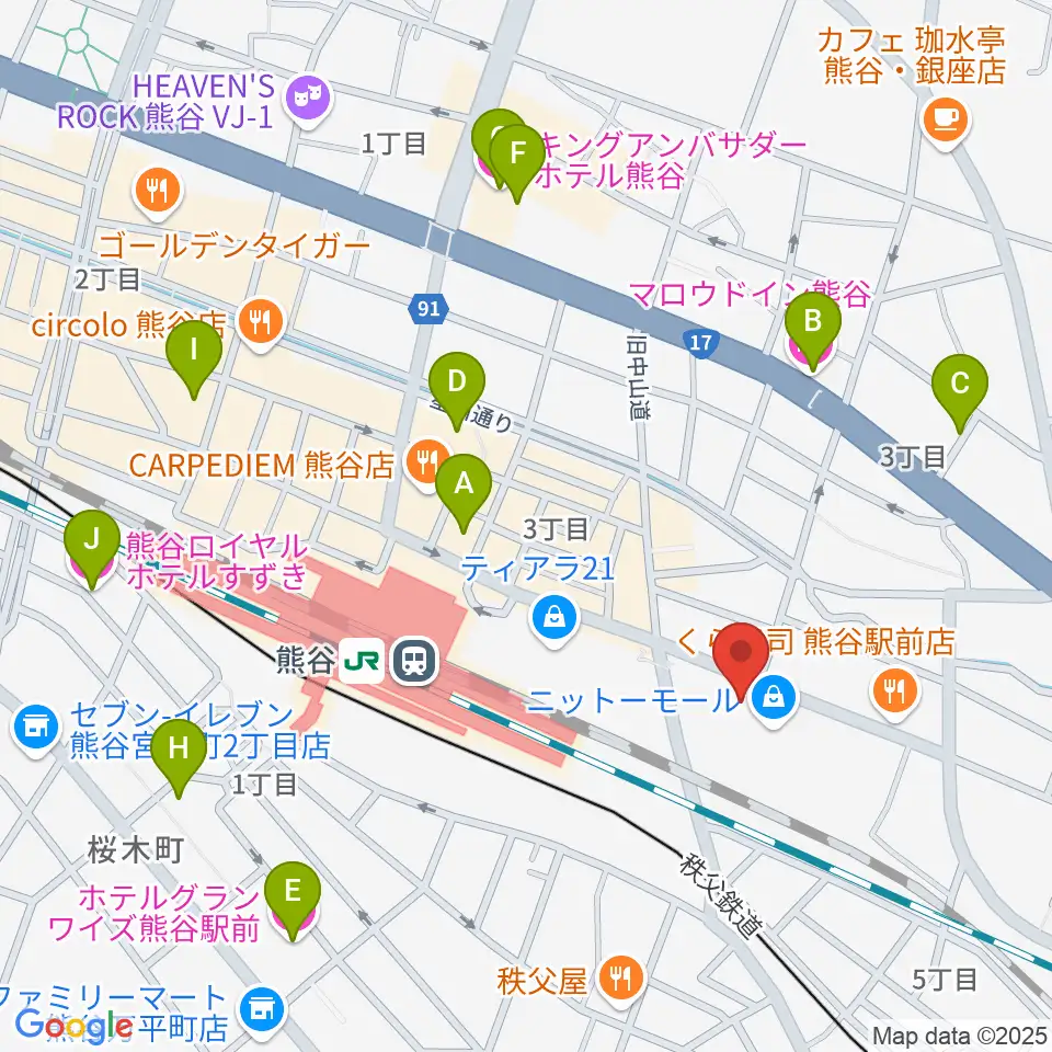 山野楽器サウンドクルー熊谷周辺のホテル一覧地図