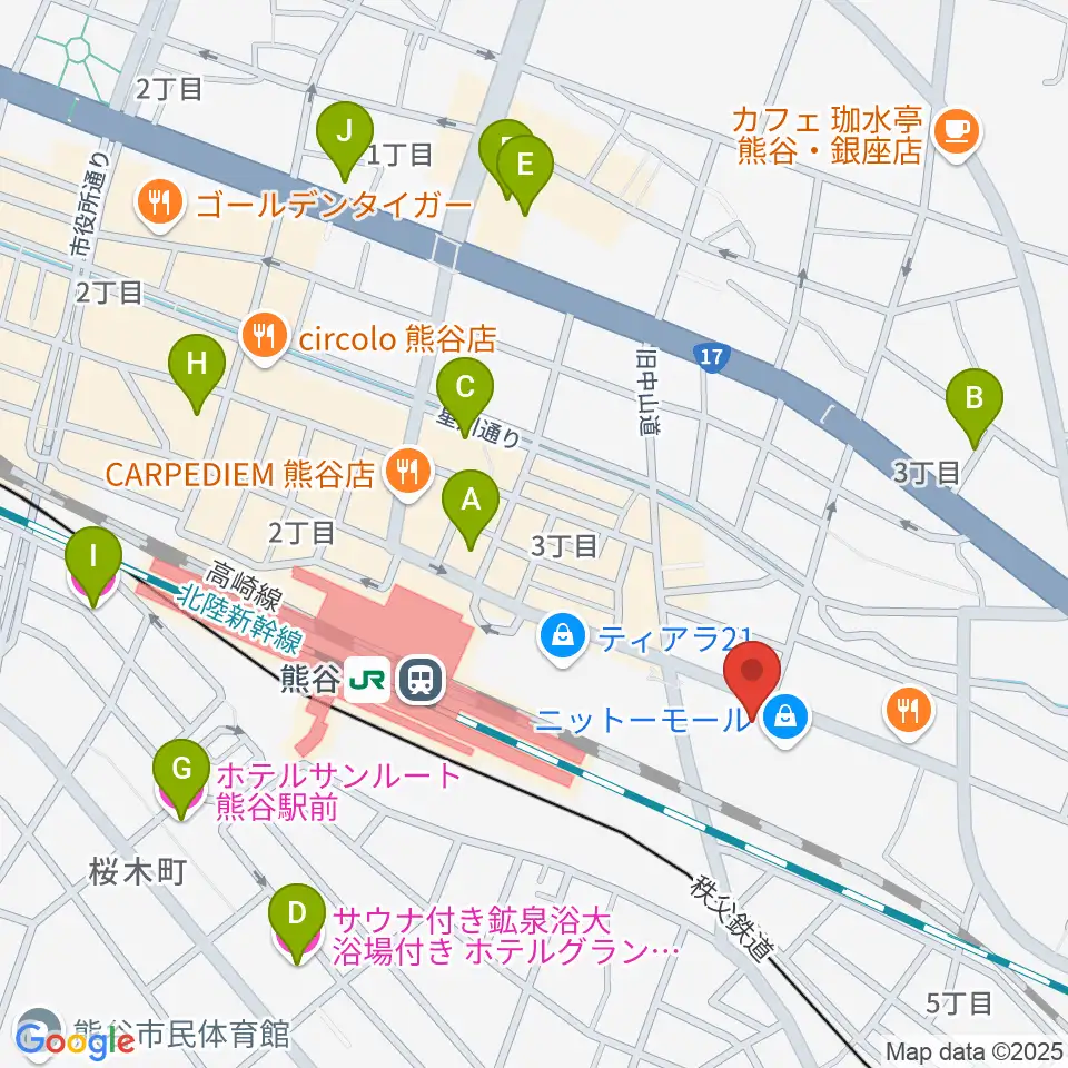 山野楽器サウンドクルー熊谷周辺のホテル一覧地図