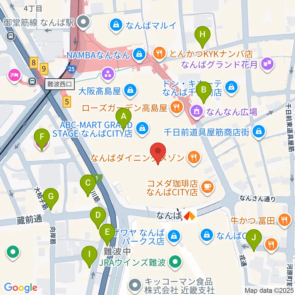 山野楽器ロックイン難波周辺のホテル一覧地図