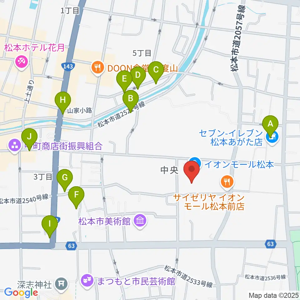 島村楽器 イオンモール松本店周辺のホテル一覧地図