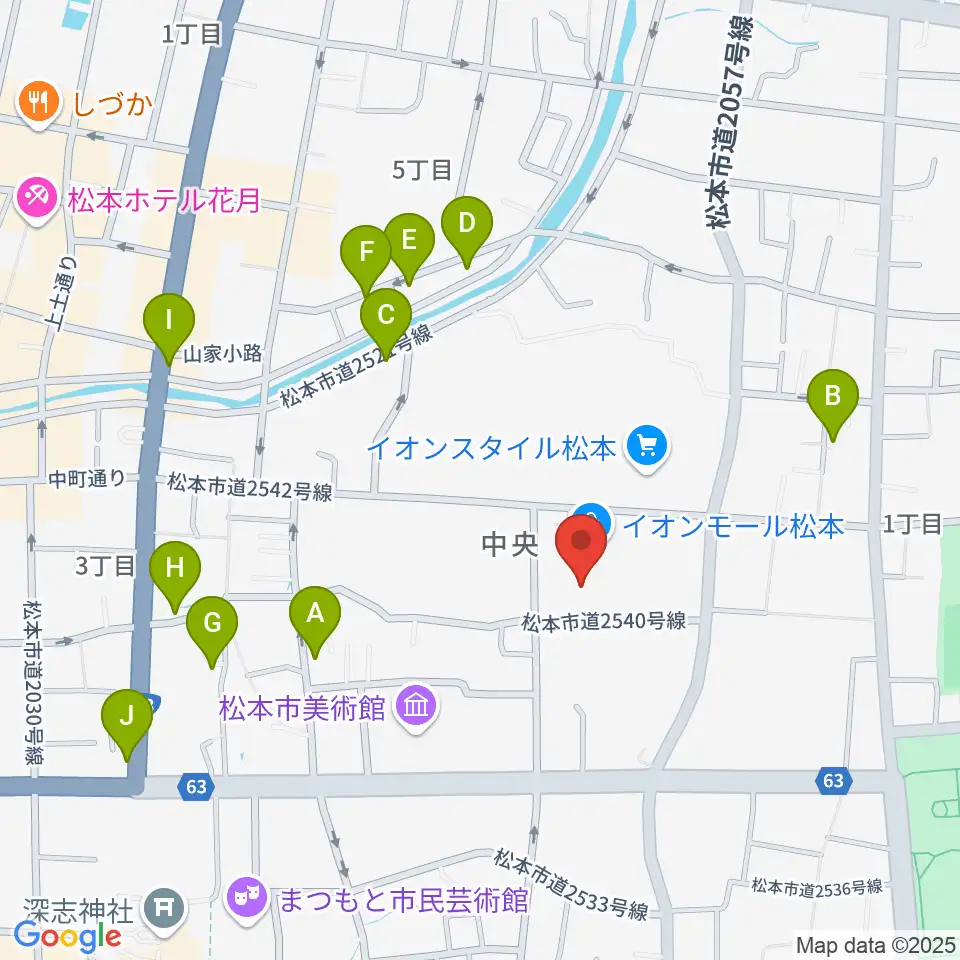 島村楽器 イオンモール松本店周辺のホテル一覧地図