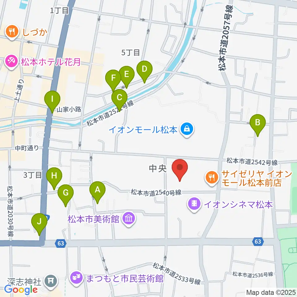 島村楽器 イオンモール松本店周辺のホテル一覧地図