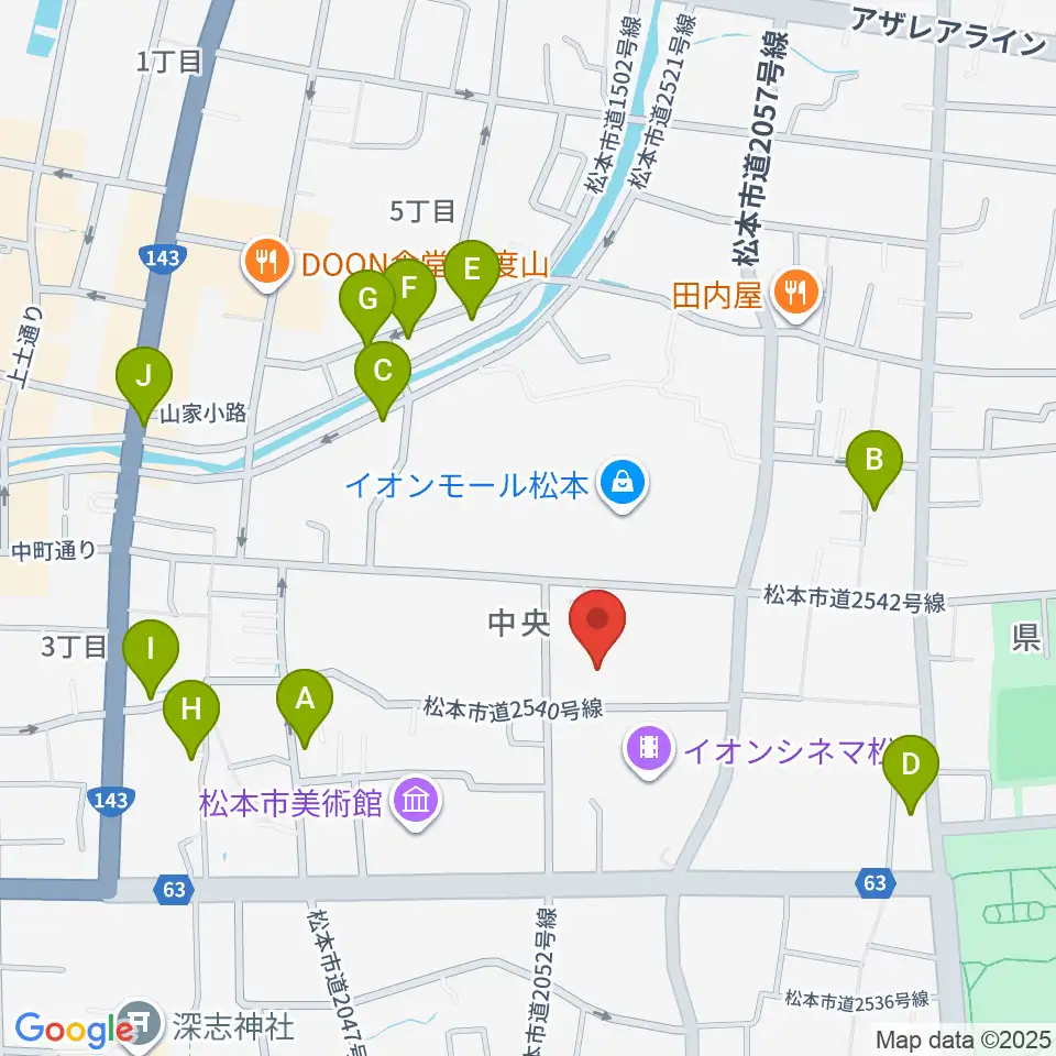 島村楽器 イオンモール松本店周辺のホテル一覧地図