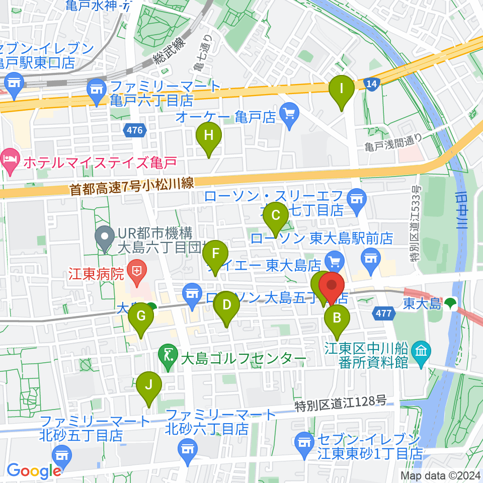 東大島文化センター周辺のホテル一覧地図