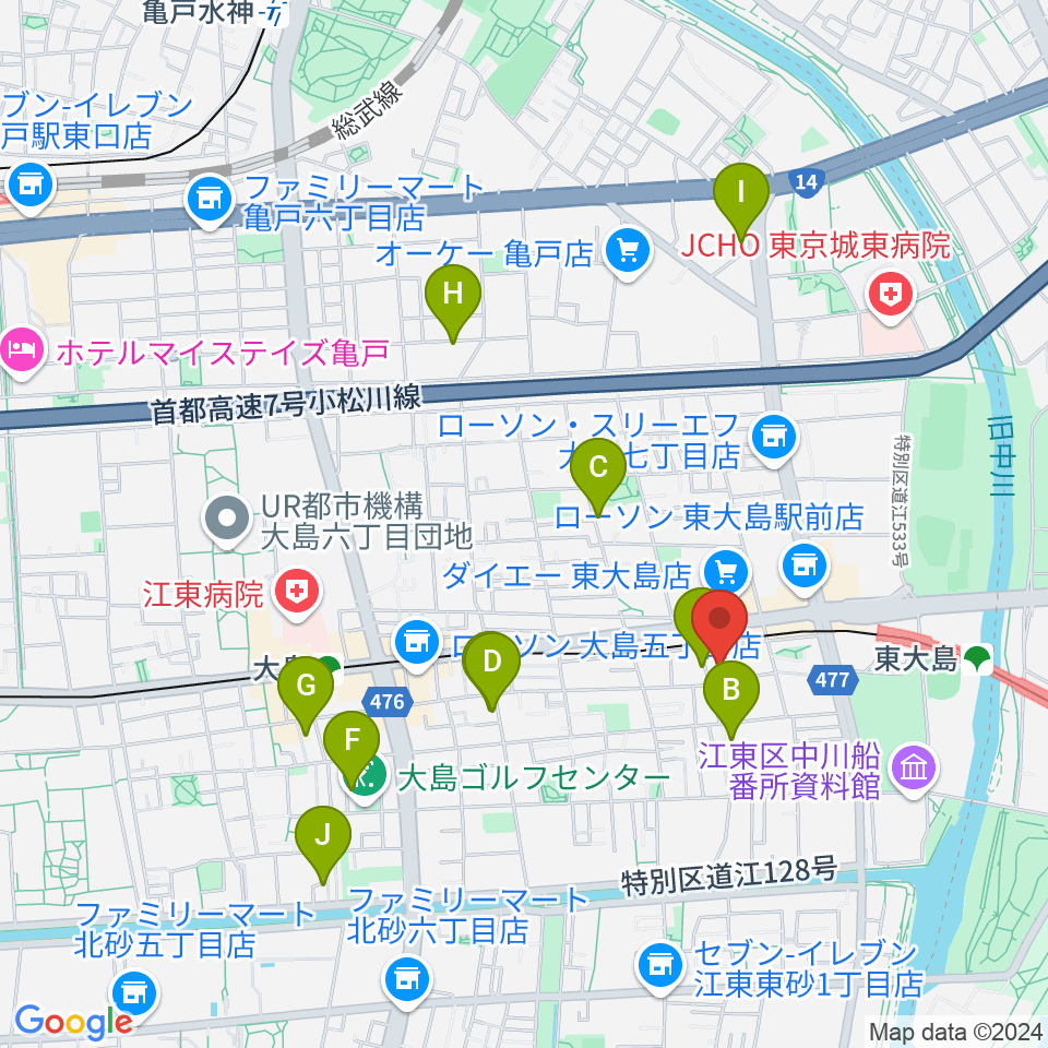 東大島文化センター周辺のホテル一覧地図