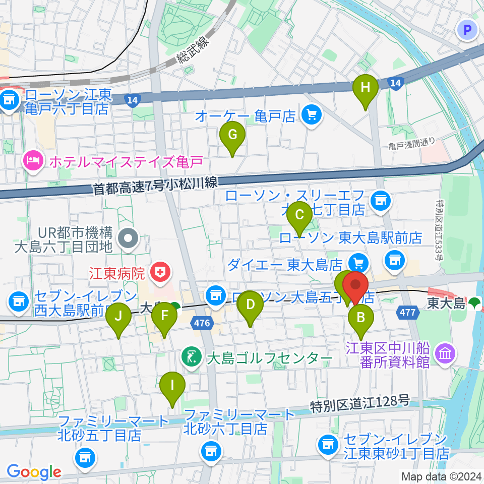 東大島文化センター周辺のホテル一覧地図