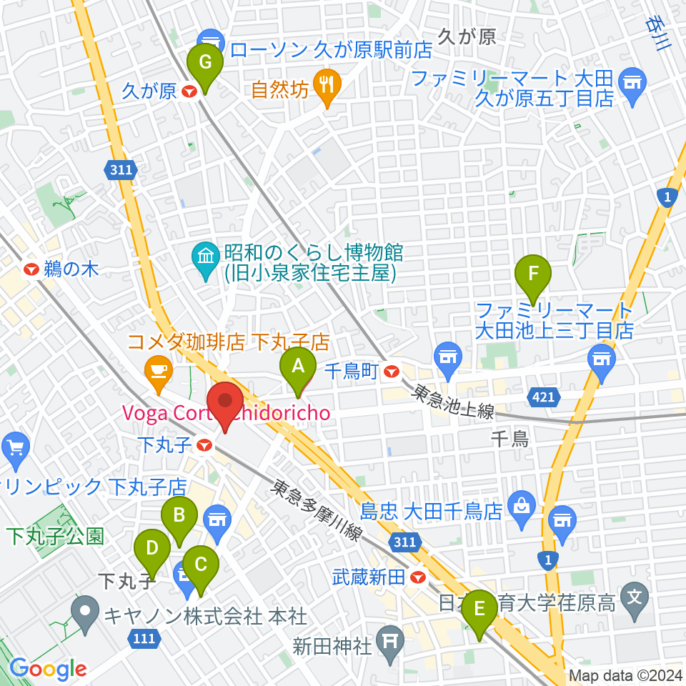 大田区民プラザ周辺のホテル一覧地図